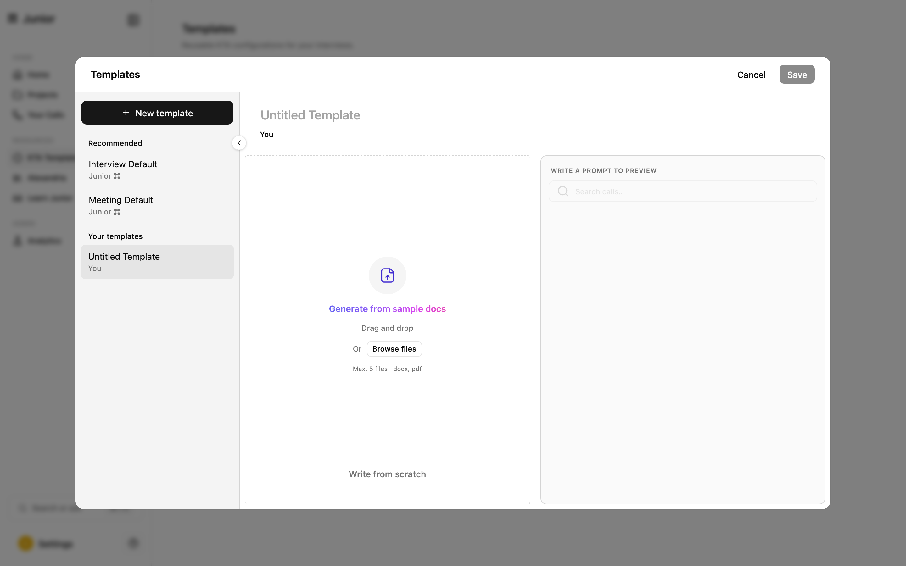 The KTA Templates list showing a default template and a segment assignment